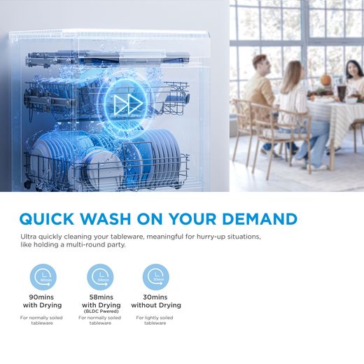 Midea Standard Dishwasher - Stainless Steel - Annotation - Quick wash shot