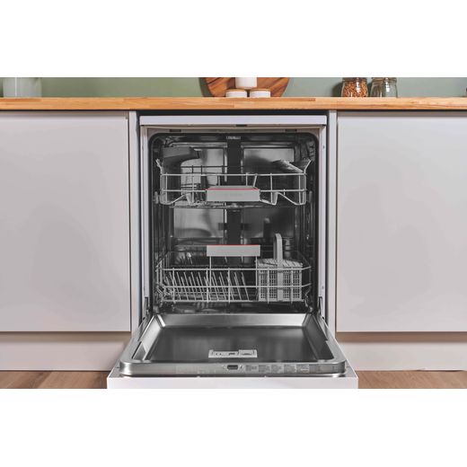 Bosch Series 4 Standard Dishwasher - White - Annotation - Door open