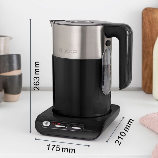 Bosch Styline TWK8633GB Kettle - Black / Stainless Steel - Annotation - Dimension shot