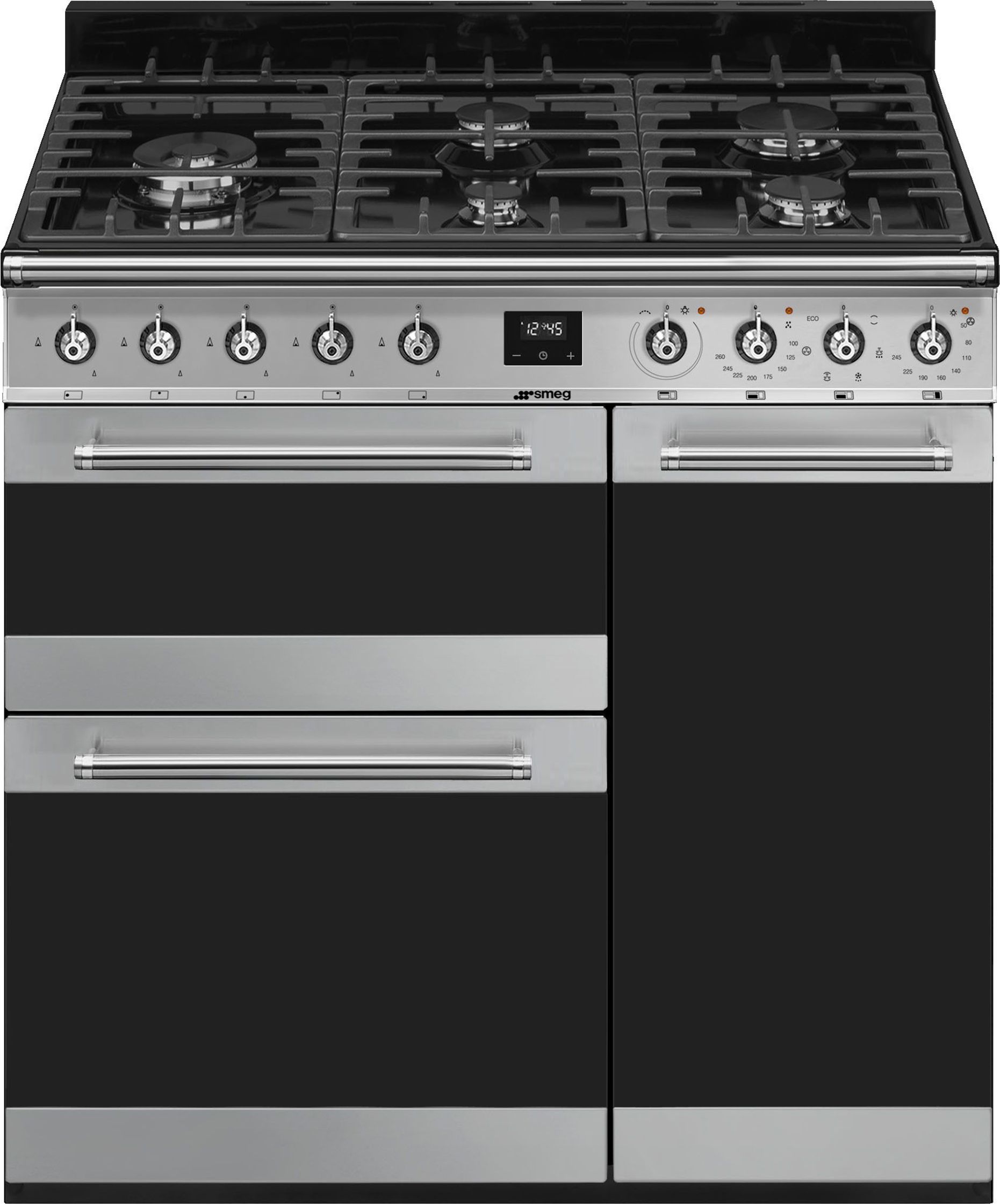 Smeg Symphony SY93-1 Dual Fuel Range Cooker - Stainless Steel - A/B Rated, Stainless Steel