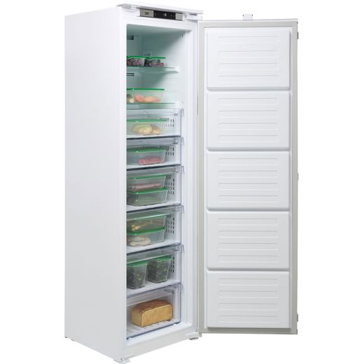 Beko Integrated Frost Free Upright Freezer with Sliding Door Fixing Kit - Right perspective door open shot