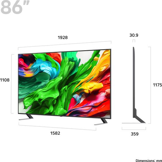 LG QNED85A6 4K Ultra HD MiniLED Smart TV - Dimensions