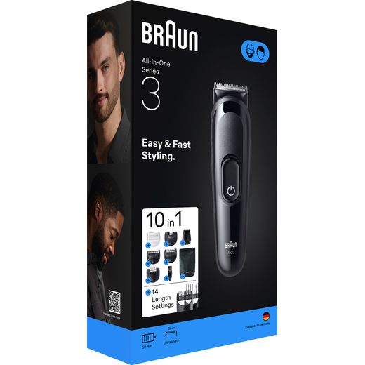 Braun All-in-One Series 3 Hair Clipper - Black - Right perpsective shot