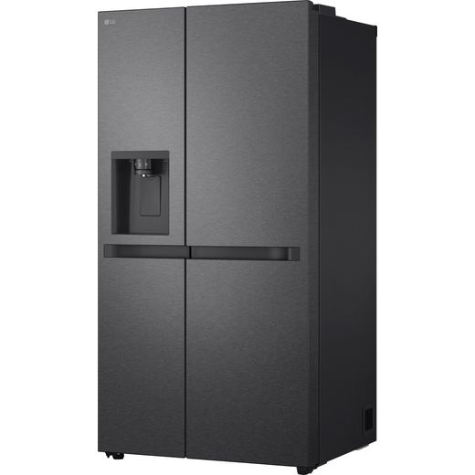 LG NatureFRESH™ American Fridge Freezer - Matte Black - Left perpsective shot