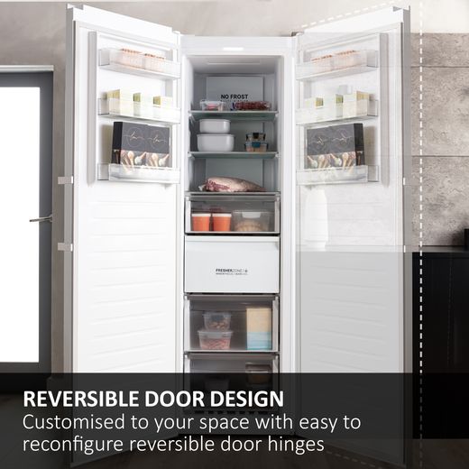 Haier H4F306SDH1K Upright Freezer Stainless Steel - Annotation - Reversible door