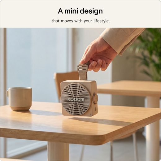 LG xboom Mini Wireless Speaker - Grey - annotation - mini design shot 