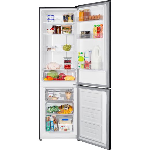 Russell Hobbs RH181TNF552E1DI 181cm 60/40 Frost Free Fridge Freezer with Door-on-door - Black - Front with door open shot