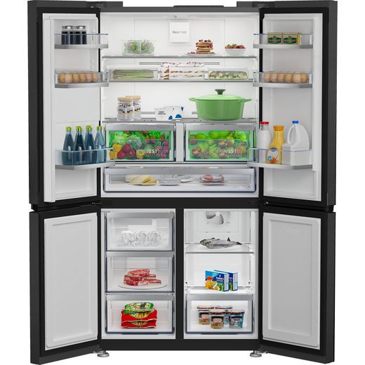 Beko American Fridge Freezer - Black Steel - Front with door open shot