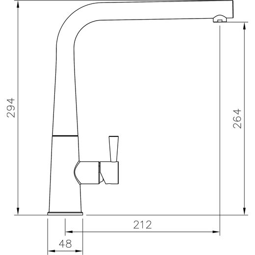 Rangemaster Conical Single Lever Kitchen Tap - Matt Black - Dimensions