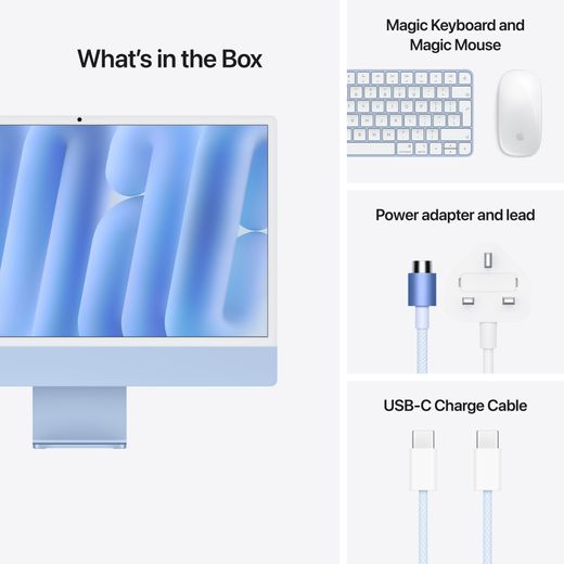 Apple iMac, - - Blue - Annotation - Whats in the box shot