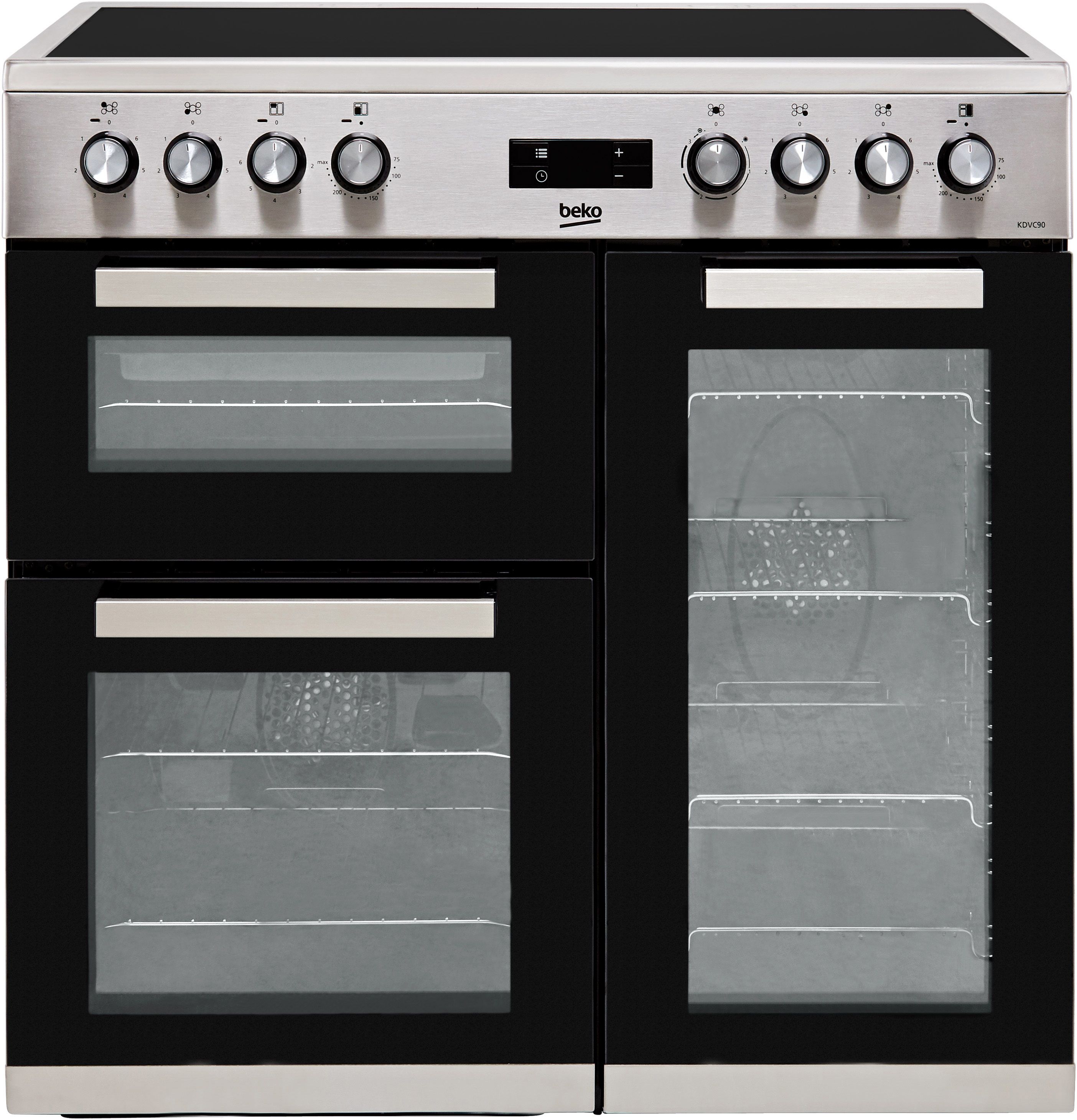 Beko KDVC90X 90cm Electric Range Cooker with Ceramic Hob - Stainless Steel - A/A Rated, Stainless Steel