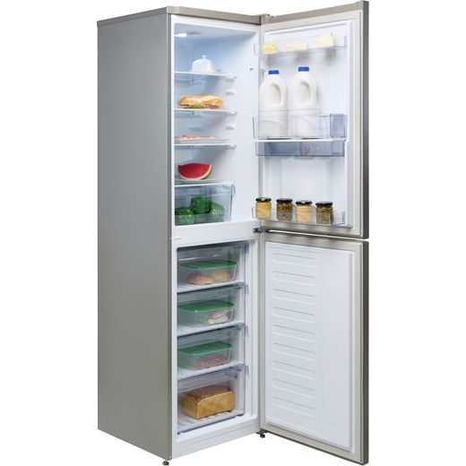 Beko 50/50 Frost Free Fridge Freezer - Silver - Right perspective with door open shot