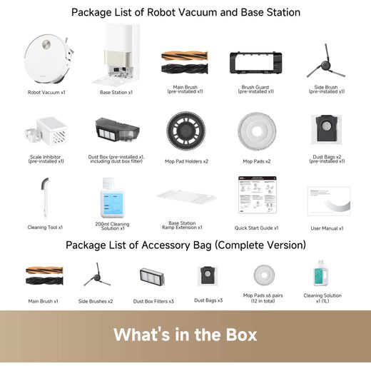 Dreame Dreame X50 Ultra Complete Robotic Vacuum Cleaner - White - Annotation - What's in the box