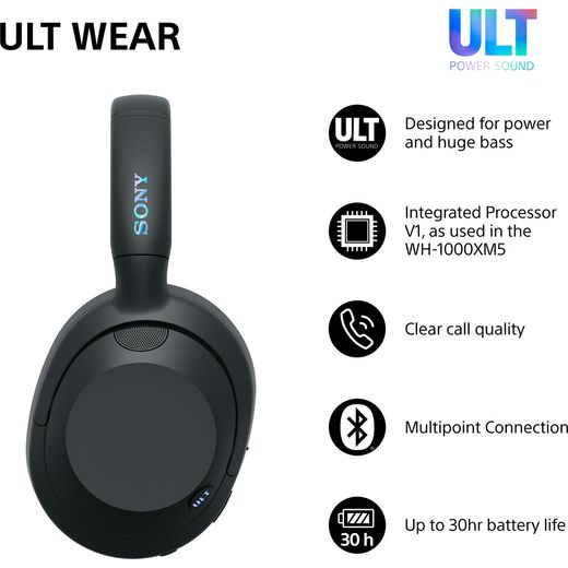 Sony WHULT900 Wireless Noise Cancelling Over-Ear Headphones - Black - Annotation - feature