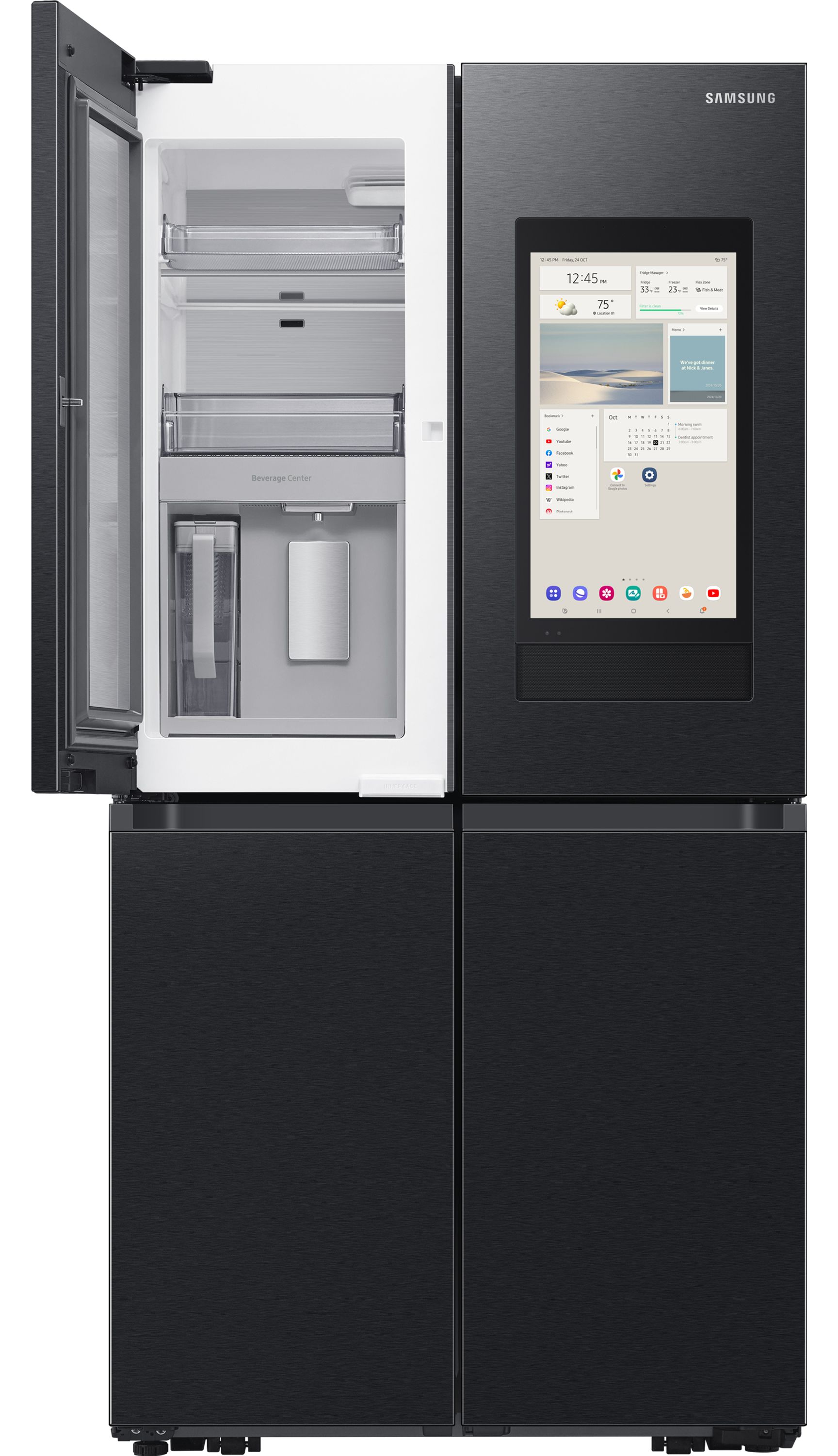 Samsung RF65DG9H0EB1EU American Fridge Freezer - Black - Twin Cooling Plus, Wi-Fi