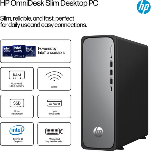 HP OmniDesk Slim S03-0011na Intel® Core™ i3 i3-13100 8 GB DDR5-SDRAM 512 GB SSD Windows 11 Home Tower PC Silver_4