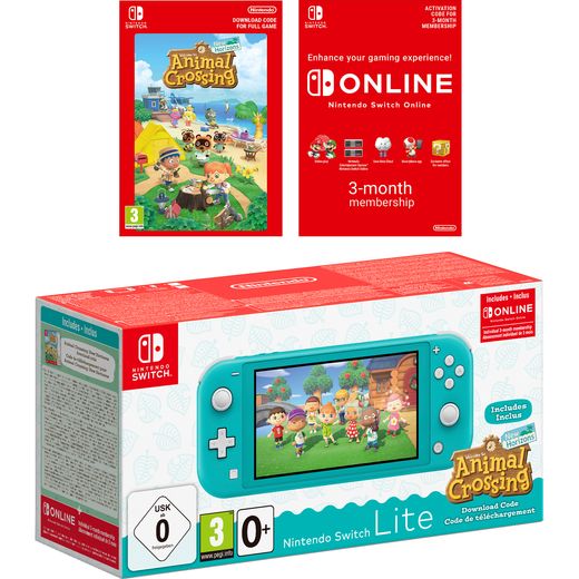 Nintendo Switch Lite with Animal Crossing Horizons (Digital Download) and 3 Months Nintendo Switch Online - Turquoise