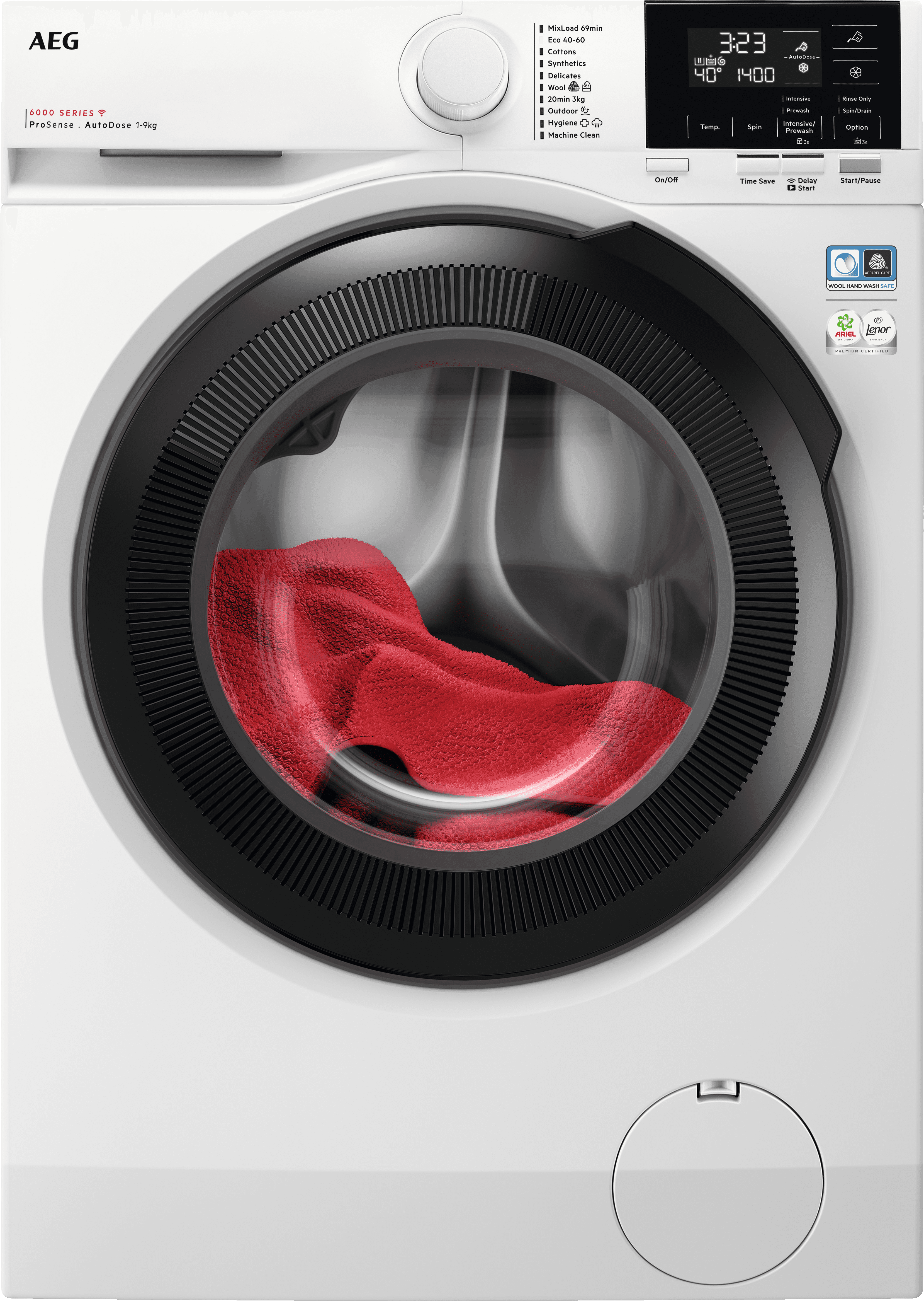 Image of AEG ProSense® Technology LFR61944AD 9kg Washing Machine with 1400 rpm - White - A Rated, White
