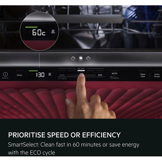 AEG 6000 Series Integrated Standard Dishwasher - White - annotation - speed and efficiency shot