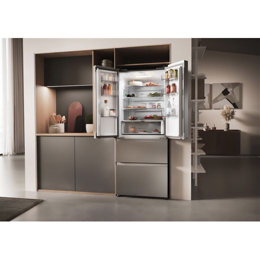 Haier French Series 3 American Fridge Freezer - Platinum Inox - Fridge freezer in kitchen