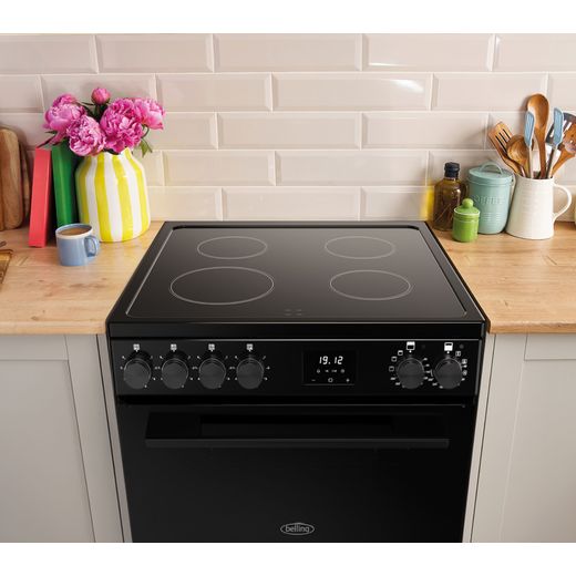 Belling BEL FSA VISION 60E 60cm Double Oven Electric Cooker with Ceramic Hob - Black - Cooker in kitchen