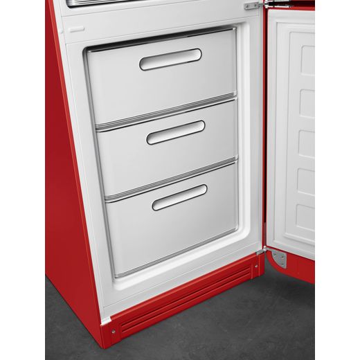 Smeg 50's Style FAB32RRD6UK 197cm Frost Free Fridge Freezer - Red - Close up freezer drawer shot