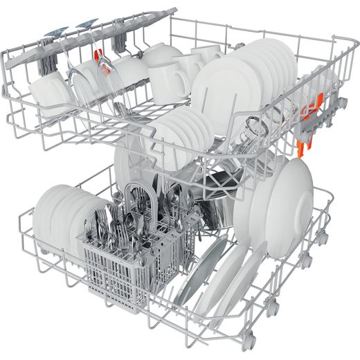 Hotpoint Standard Dishwasher - White - Rack left perspective shot