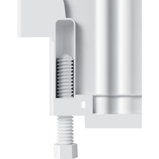 Hisense RUR156D4AWE Integrated Upright Fridge - White - Adjustable feet close up shot