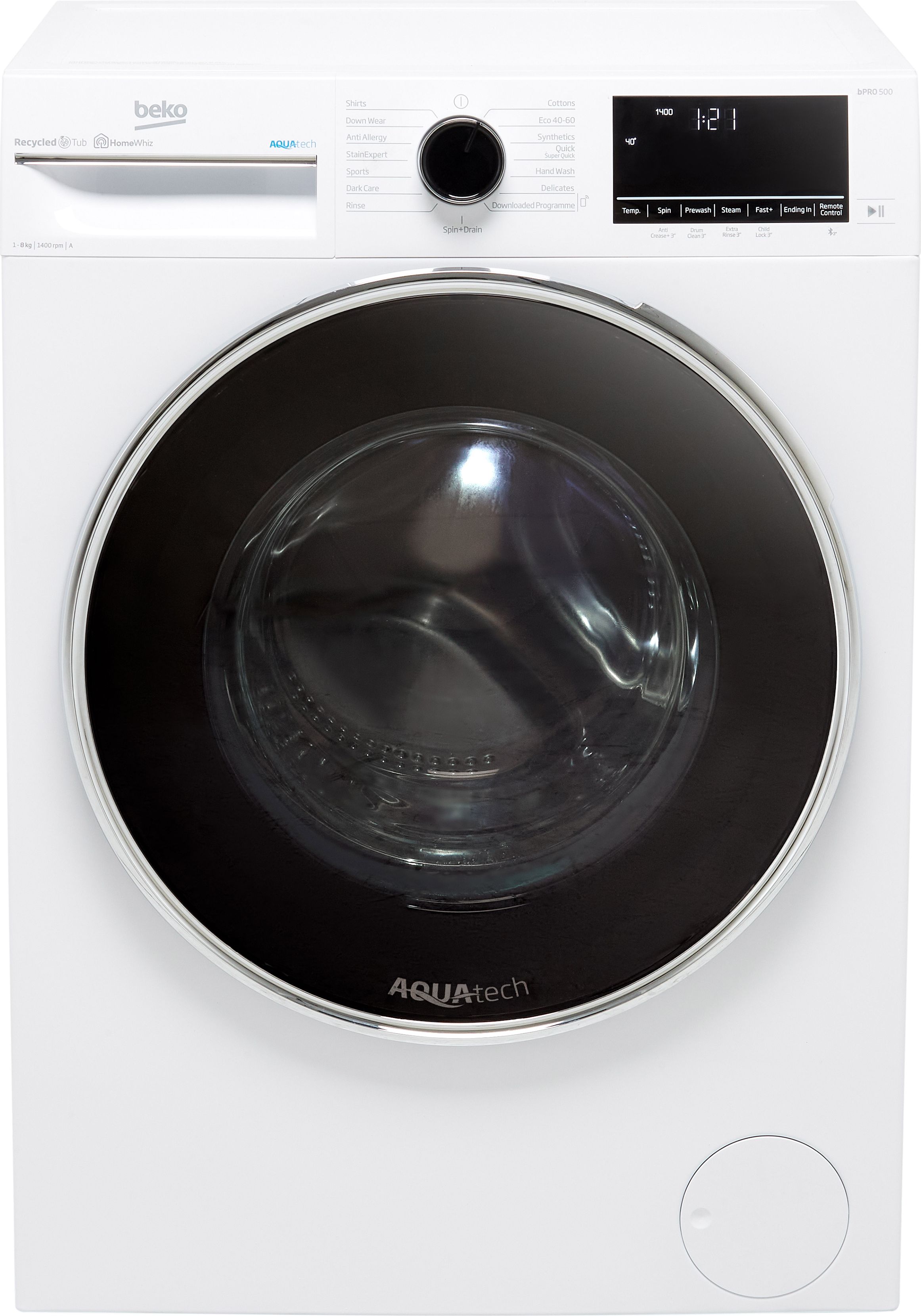 Beko Aquatech RecycledTub B5W5841AW 8kg Washing Machine with 1400 rpm - White - A Rated, White