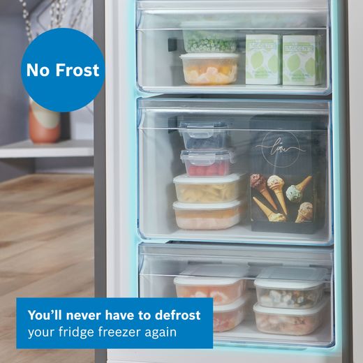 Bosch Series 2 50/50 Total No Frost Fridge Freezer - Stainless Steel Effect - Annotation - No frost shot