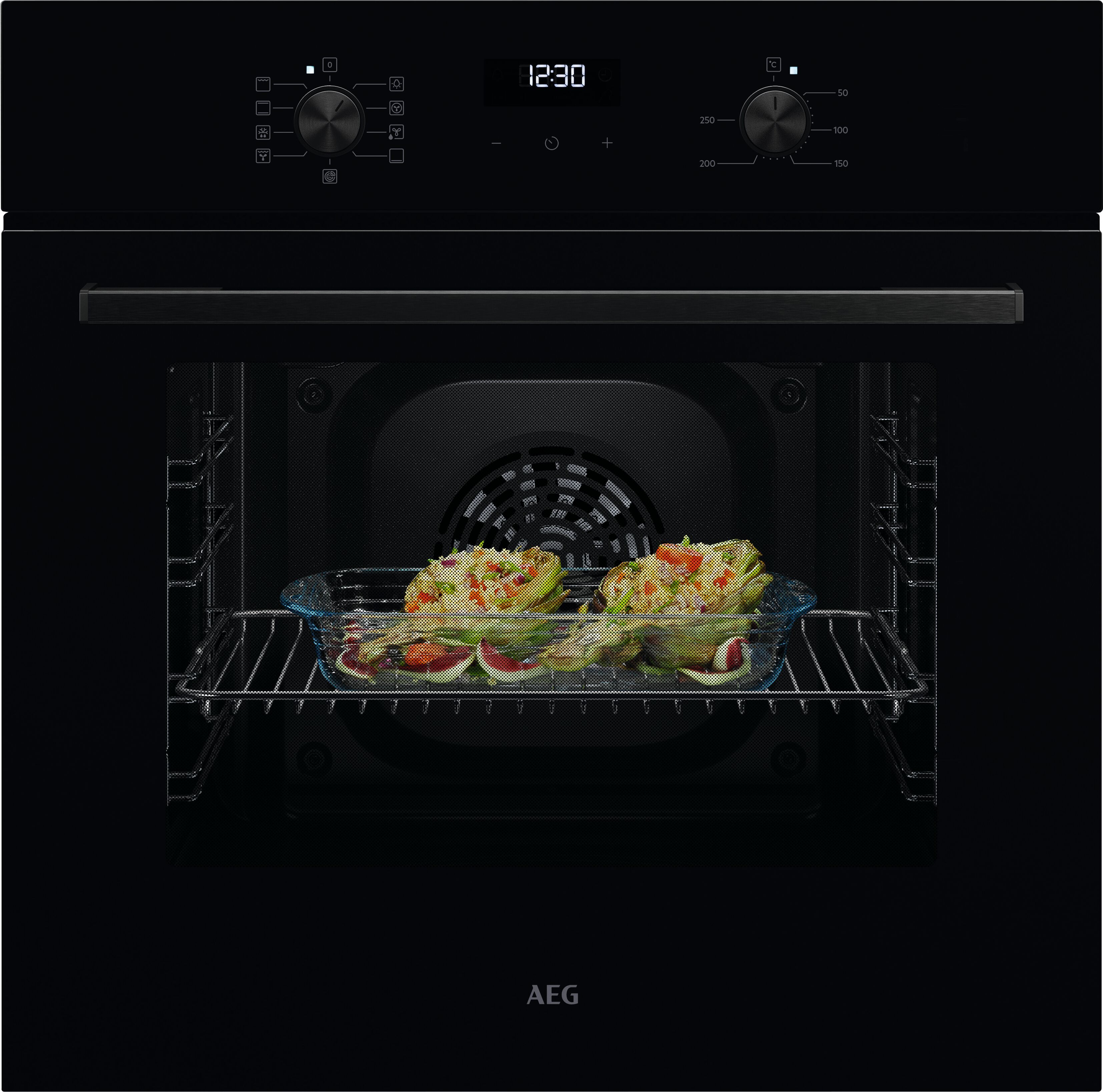 AEG Built-In Electric Single Oven - Black - 65L Capacity - Multifunctional - Aqua Clean