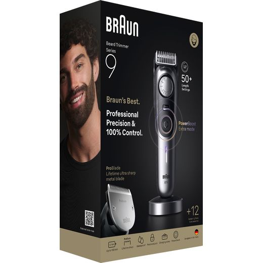 Braun Series 9 Mens Shaver - Black / Silver - Right box perpsective shot