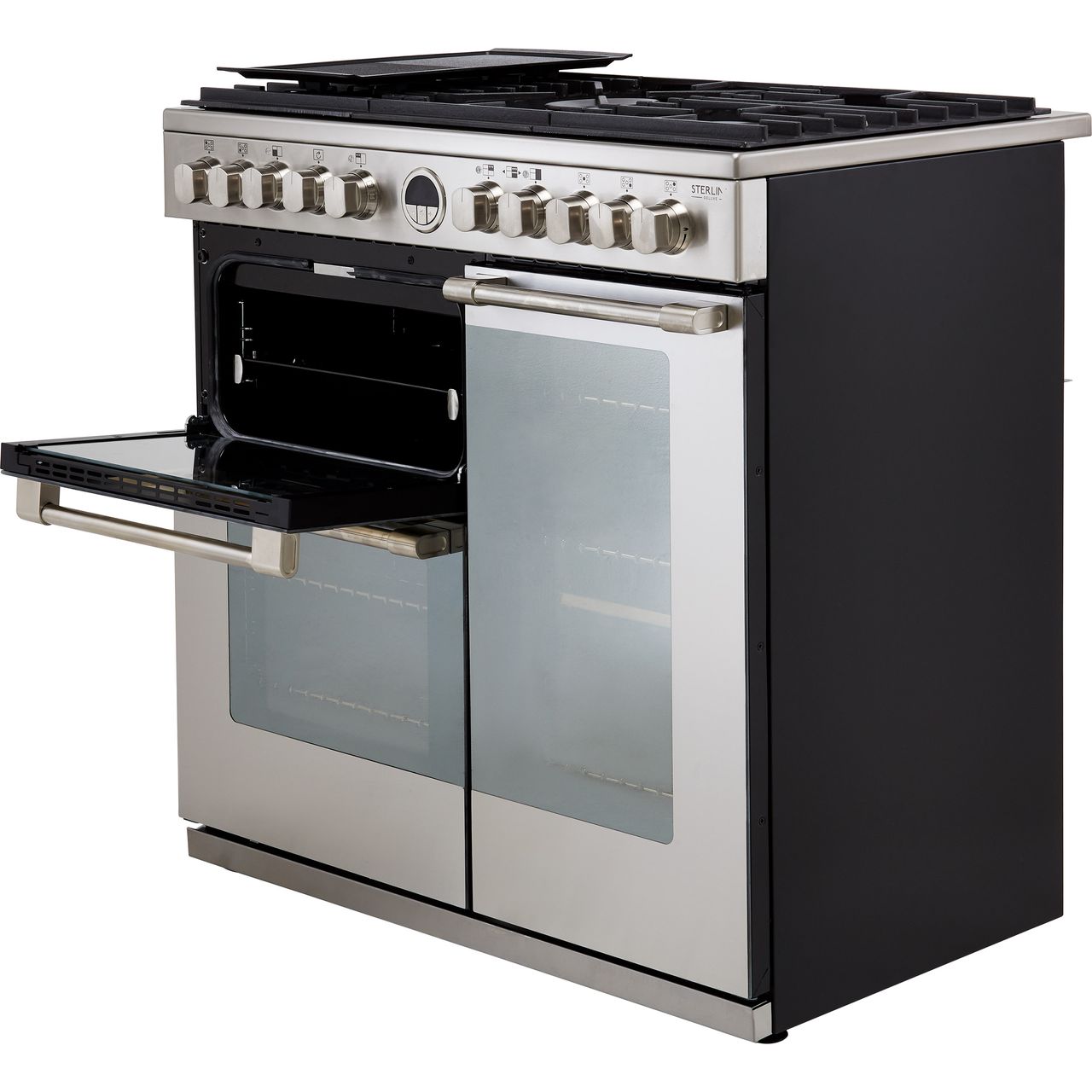 stoves sterling deluxe 90cm dual fuel range cooker