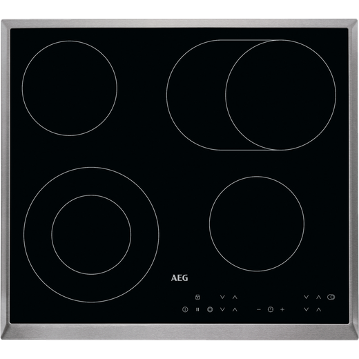 AEG Competence HK634060XB Built In Ceramic Hob - Black / Stainless Steel