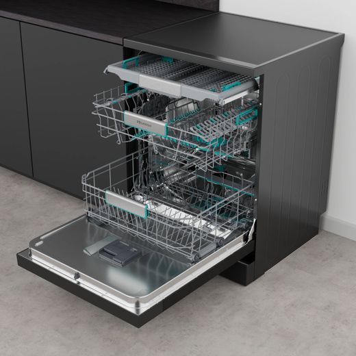 Hisense Standard Dishwasher - Black Inox - Dishwasher with door open shot