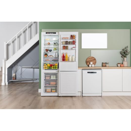 Bosch Series 4 70/30 Frost Free Fridge Freezer - White  - Fridge freezer with door open shot
