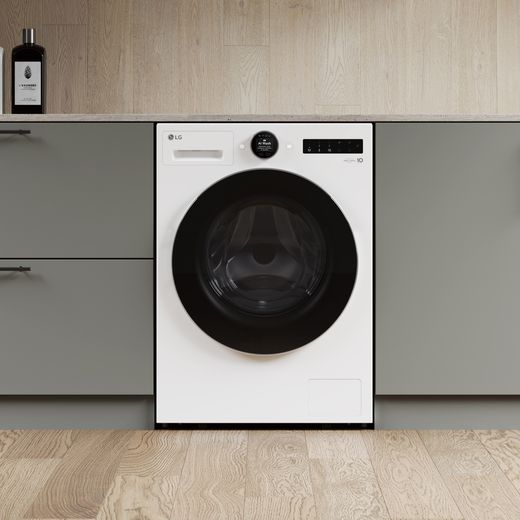 LG Series 10 WHX9016TLC Wifi Connected 11Kg / 6Kg Washer Dryer with 1400 rpm - White - Washer dryer in room