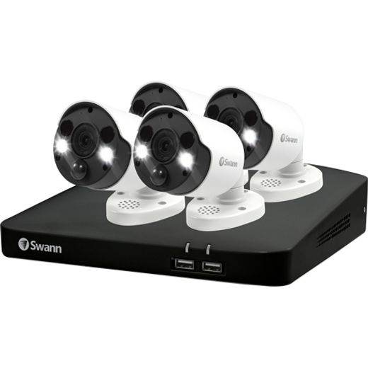 Swann 8 Channel NVR with 4 Bullet Security Cameras 4K - Black / White