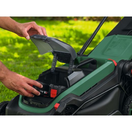 Bosch Rotak 18V2-38 Lawn Mower, Including Battery - Fitting battery