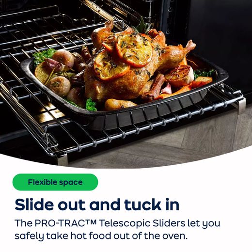 Stoves Richmond 90cm Dual Fuel Range Cooker - Black - AO Annotation - PRO-TRAC™-Telescopic-Sliders