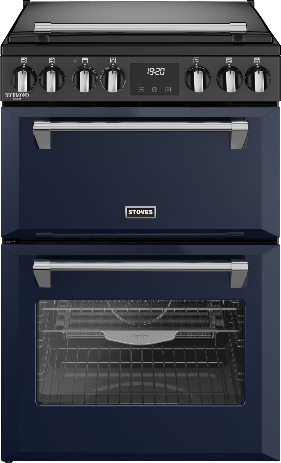 Stoves Richmond DX MRA 60Ei RTY 60cm Double Oven Electric Mini Range Cooker with Induction Hob - Midnight Blue - A/A Rated, Blue