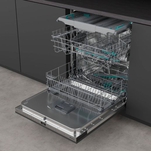 Hisense Fully Integrated Standard Dishwasher - Black - Dishwasher with door open shot