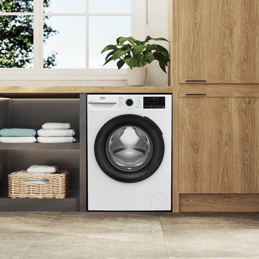 Beko BM3WT4941IW 9kg Washing Machine with 1400 rpm - White - Washing machine in laundry room