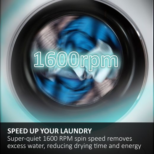 Haier BHA6SD69M6DB9-80 Integrated 9kg Washing Machine with 1600 rpm - White - Annotation - Speed up laundry shot