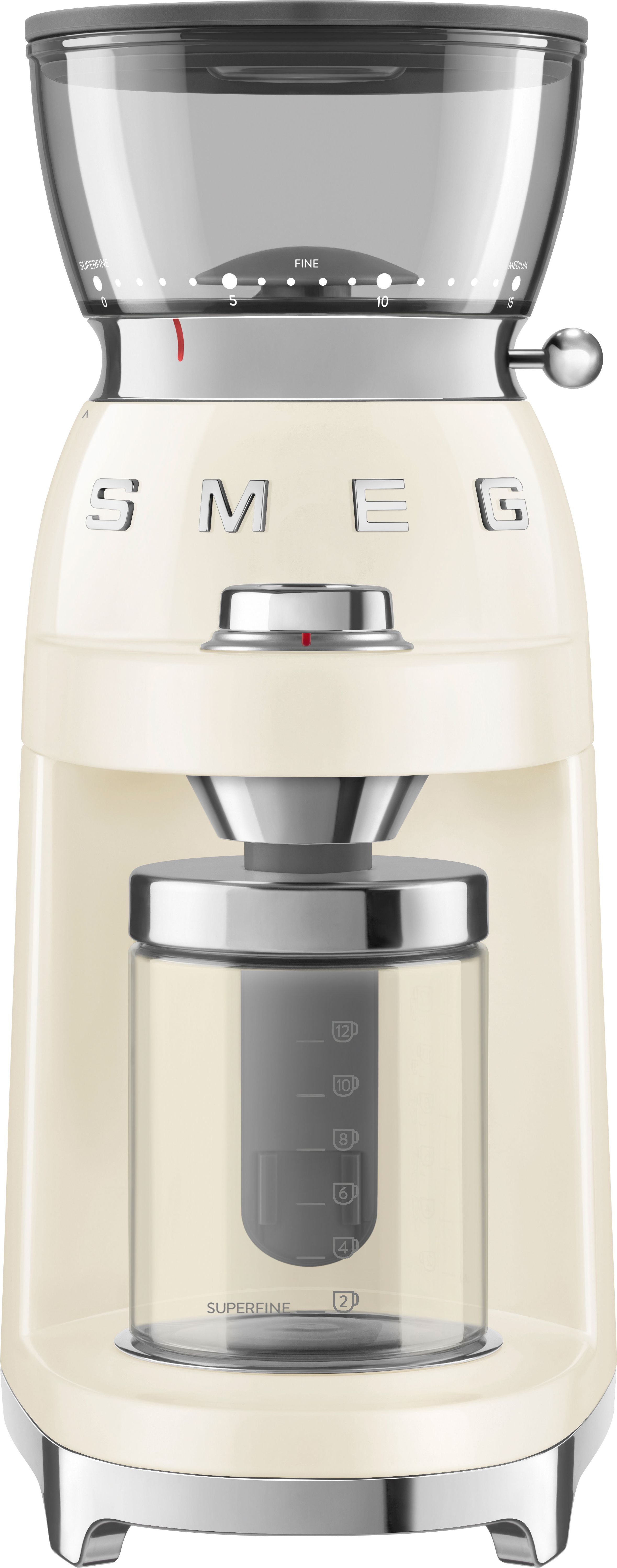 Image of Smeg 50's Style CGF03CRUK Coffee Grinder - Cream, Cream