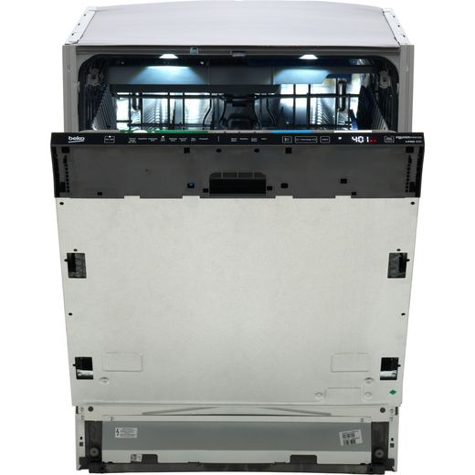 Beko PowerIntense™ Fully Integrated Standard Dishwasher - Black with Fixed Door Hinge Kit - Front shot door open