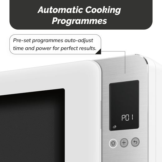 Smeg Collezione MOC02WHMUK 27 Litre 30cm High, Freestanding Small Combination Microwave Oven - White - annotation - auto cooking