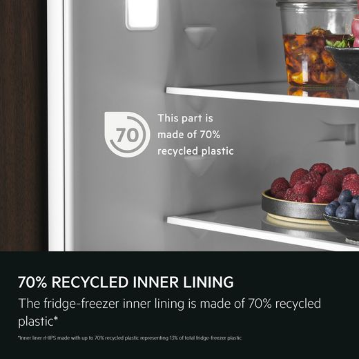 AEG OSC7T185ES 177cm 50/50 Integrated Frost Free Fridge Freezer - White  - Annotation - recycled material shot
