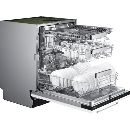 Samsung Series 7 AutoRelease™ Integrated Standard Dishwasher - White - right perspective door open shot