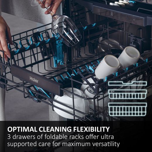 Haier Integrated Standard Dishwasher - Black - Annotation - Optimal cleaning shot